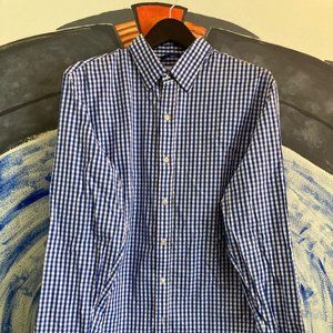 Teddy Stratford Blue and White Gingham Dress Shirt (Size 5)